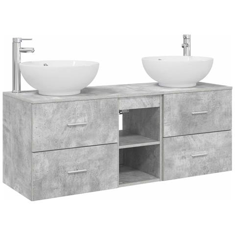 Set di mobili per il bagno 3 pz Grigio Cemento - Foto 1