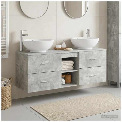 Set di mobili per il bagno 3 pz Grigio Cemento - Foto 10