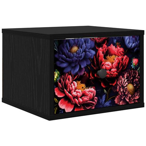 Mobiletto da comodino a parete KIEL Rovere Nero 36 x 33 x 25 cm - Foto 1