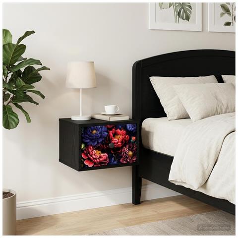 Mobiletto da comodino a parete KIEL Rovere Nero 36 x 33 x 25 cm - Foto 2