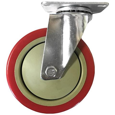 16 Ruote In Poliuretano 125 Mm Industriali Con Piastra Girevole Per Carrelli - Foto 1