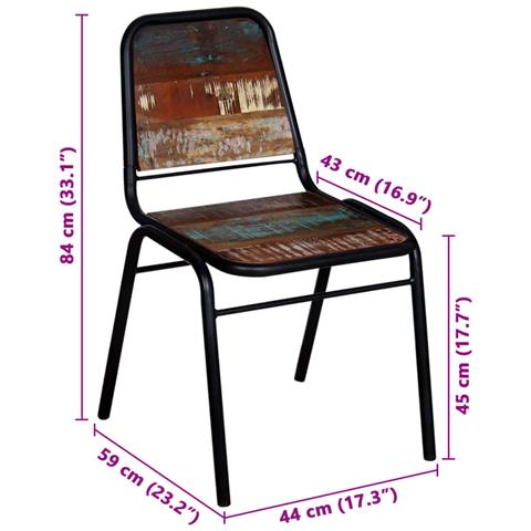 Sedie da Pranzo 4 pz in Legno Massello di Recupero - Foto 9