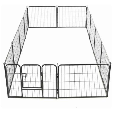 Box Per Cani Con 12 Pannelli In Acciaio 80x60 Cm Nero - Foto 2