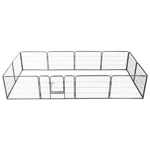 Box Per Cani Con 12 Pannelli In Acciaio 80x60 Cm Nero - Foto 1