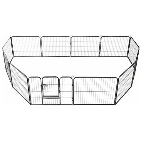 Box Per Cani Con 12 Pannelli In Acciaio 80x60 Cm Nero - Foto 9
