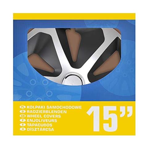 Set Di 4 Copricerchi Roco Da 15 Pollici, Argento / nero - Foto 1