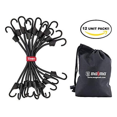 12 Bungee Cavi Confezione Heavy Duty Fascette Per Auto Camion Rimorchio Deposito Cinghie Per Il Fissaggio Basha Del Carico E Degli Teloni Camping Militare Ed Elastica Esterna Cord Tool (30cm Nero)  - Foto 1