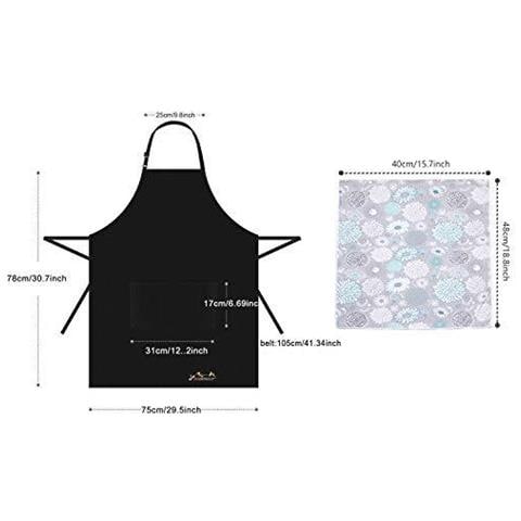 Grembiule Da Cucina Impermeabile Regolabile Chef Grembiule Con Tasche Per La Casa Ristorante Artigianato Giardino Barbecue Scuola Coffee House Grembiule Per Donne Degli Uomini (1x Grembiule Asciugamano 1 X Cucina)  - Foto 2