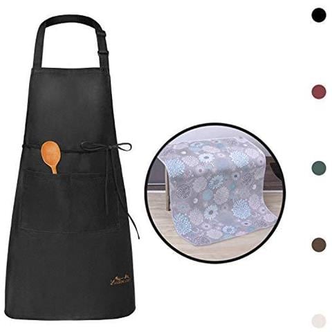 Grembiule Da Cucina Impermeabile Regolabile Chef Grembiule Con Tasche Per La Casa Ristorante Artigianato Giardino Barbecue Scuola Coffee House Grembiule Per Donne Degli Uomini (1x Grembiule Asciugamano 1 X Cucina)  - Foto 1