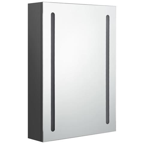 Armadietto Bagno con Specchio e LED Grigio 50x13x70 cm - Foto 2