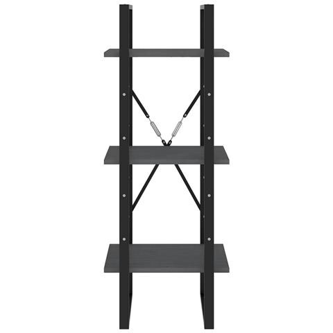 Libreria A 3 Ripiani Grigia 40x30x105 Cm In Massello Di Pino - Foto 2