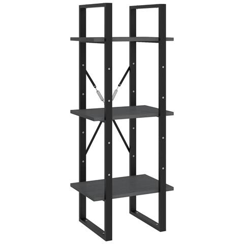 Libreria A 3 Ripiani Grigia 40x30x105 Cm In Massello Di Pino - Foto 1