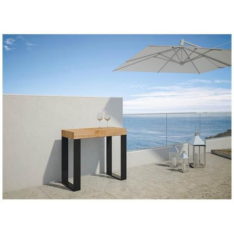 Consolle Allungabile 90x40/290 Cm Tecno Telaio Antracite - Abete Tinto - Foto 2