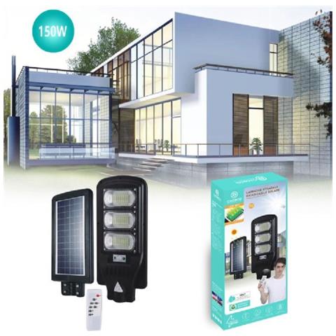 Trade Shop - Lampione Stradale Led Pannello Ricaricabile Luce Solare 150w Telecomando Led-8511 - Foto 1