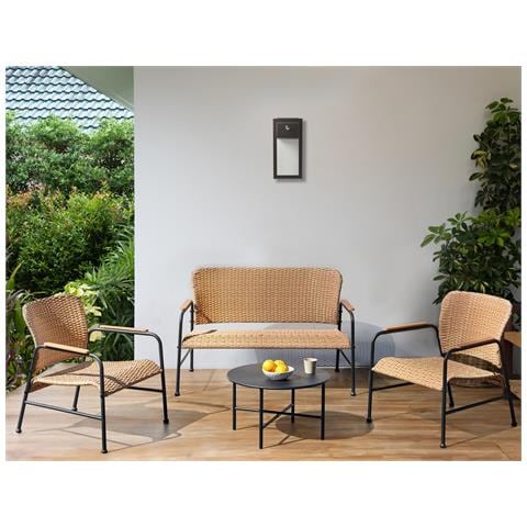 Set Da Giardino Con Tavolo 4 Posti Ofanto Naturale - Foto 1