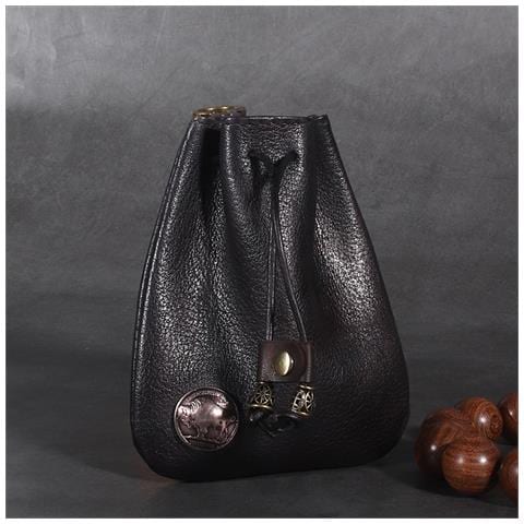 Astuccio Con Coulisse In Vera Pelle - Contenitore Multiuso Per I Tuoi Oggetti Essenziali - Foto 3
