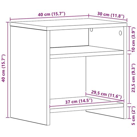 Comodino Rovere Nero 40x30x40 cm in Legno Multistrato - Foto 9