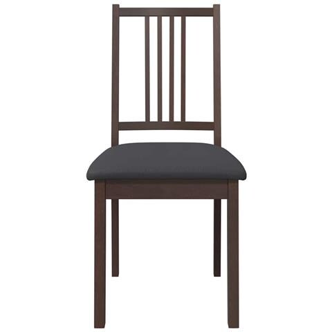 Sedie da Pranzo con Cuscini 2pz Marrone Legno Massello di Hevea - Foto 2