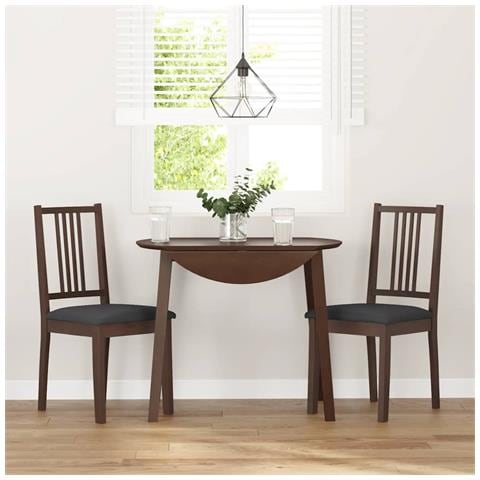 Sedie da Pranzo con Cuscini 2pz Marrone Legno Massello di Hevea - Foto 10