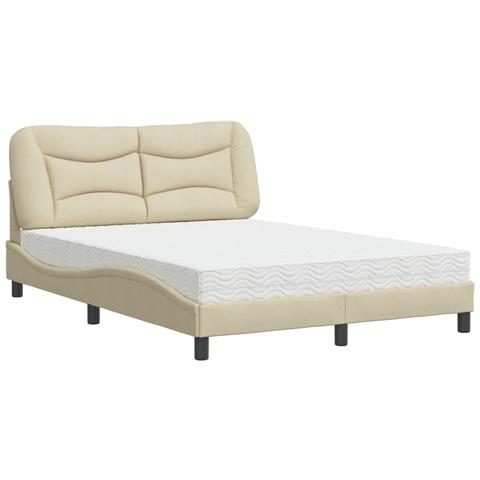 Letto Con Materasso Crema 120x200 Cm In Tessuto - Foto 2