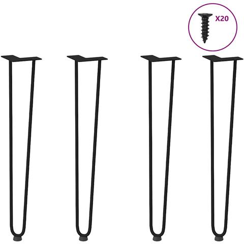 Gambe Per Tavolo A Forcina 4 Pz Nero 72 Cm In Acciaio Massiccio - Foto 1