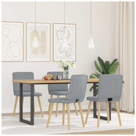 Sedie Da Pranzo 4 Pz Grigio Chiaro In Tessuto - Foto 1