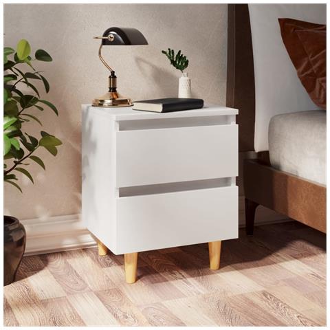 Lusso Casadino -  Comodino Con Gambe In Pino Massello Bianco 40x35x50 Cm - Foto 7