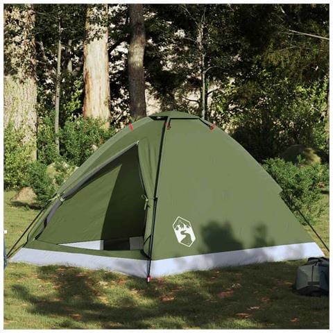 Tenda da Campeggio a Cupola 2 Persone Verde Oliva Impermeabile - Foto 1