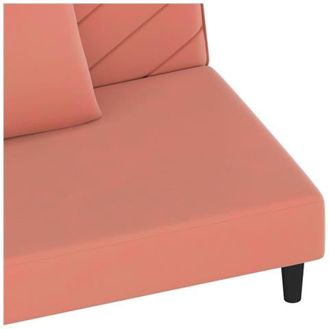 Divano Letto a 2 Posti con 2 Cuscini Rosa in Velluto - Foto 9