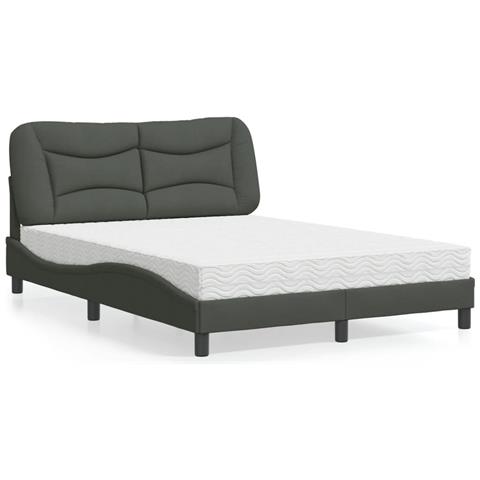 Letto con Materasso Grigio Scuro 120x200 cm Tessuto - Foto 2