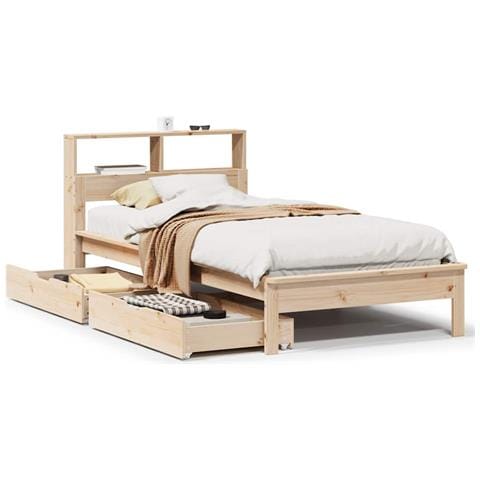 Letto Libreria senza Materasso 90x190 cm Legno Massello Pino - Foto 1