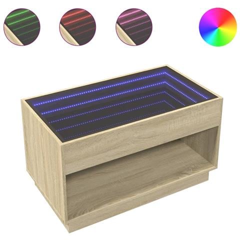 Tavolino da Salotto con LED Infinity Rovere Sonoma 90x50x50 cm - Foto 1