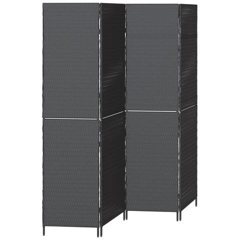 Pannello Separatore 4 Pannelli Pieghevole Nero 195x180 cm Polirattan - Foto 1