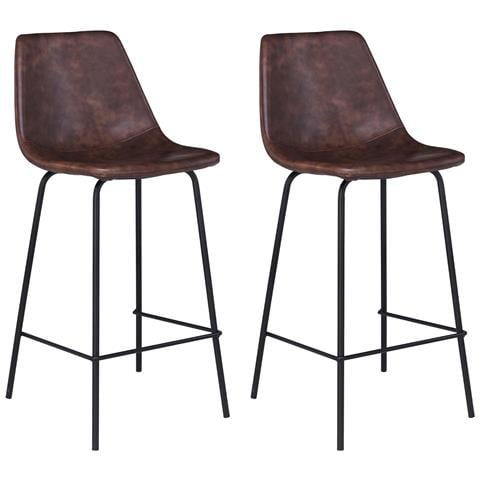 Set Di 2 Sgabelli Vintage Lucien Marrone - Altezza Seduta 65cm - Foto 1