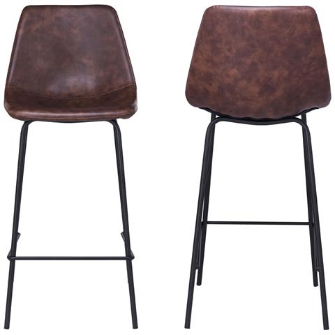 Set Di 2 Sgabelli Vintage Lucien Marrone - Altezza Seduta 65cm - Foto 5