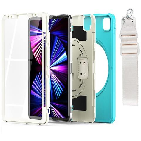 Custodia Per Ipad Pro 11” E Air4/5 Con Supporto E Tracolla Turchese - Foto 4