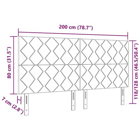 Testiera LED Geometrico Grigio scuro 200 cm Velluto - Foto 9