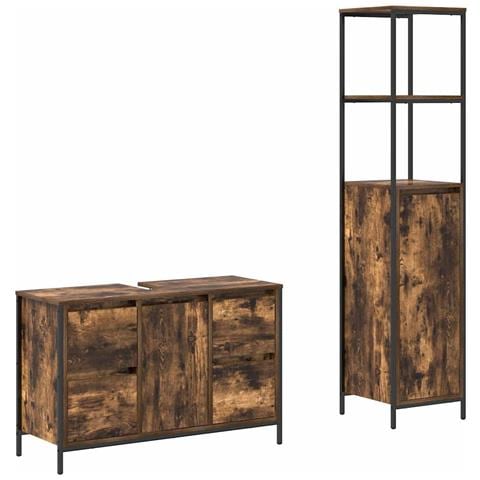 Set di mobili per il bagno 2 pcs Rovere affumicato e Nero - Foto 1