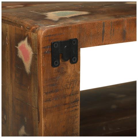 Cabinet per TV Multicolore 60x30x25 cm Legno massello di recupero - Foto 9