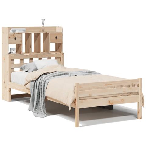 Letto Libreria senza Materasso 90x200 cm Legno Massello Pino - Foto 1