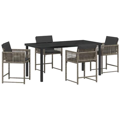 Set da Pranzo per Giardino 5 pcs Grigio polyrattan - Foto 1