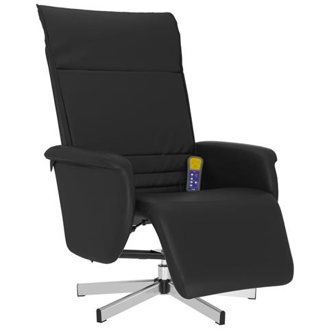 Poltrona Reclinabile Massaggiante Poggiapiedi Nera Similpelle - Foto 1