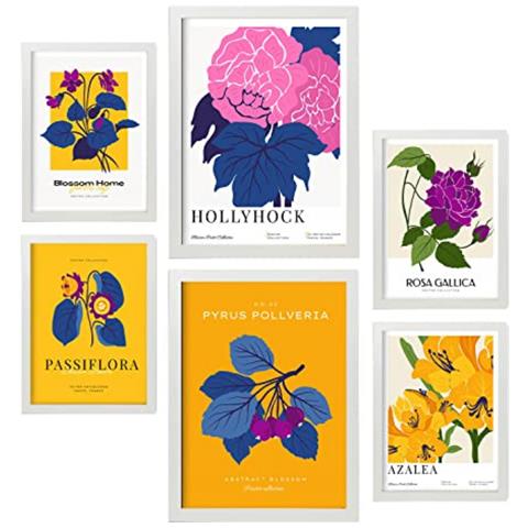 Set Di 6 Stampe Fiori Serra Natura E Stampe Botaniche Per L'interior Design A3 & A4 Cornice Bianca - Foto 1