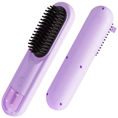 Spazzola Lisciante Ionica Senza Fili - Liscia E Arriccia, Antiscottatura, Ricaricabile Purple - Foto 2