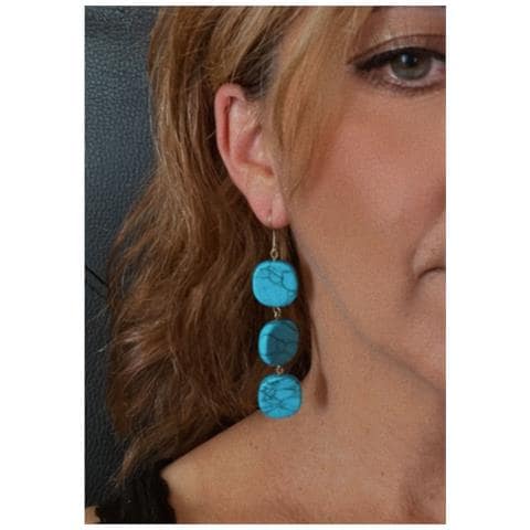 Orecchini A Tripla Goccia In Turchese - Foto 3