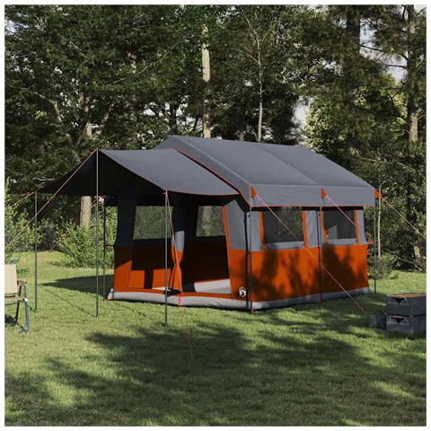 Tenda Familiare con tetto Grigio e arancione 324 x 255 x 230 cm - Foto 2