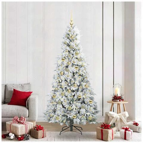 Albero di Natale Artificiale con Rami Pieghevoli Bianco 210 cm - Foto 2