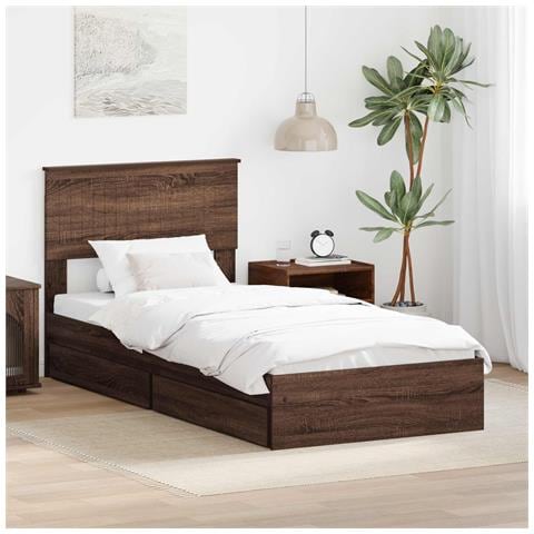Letto con Contenitore con testiera Rovere Marrone 90 x 190 cm - Foto 2