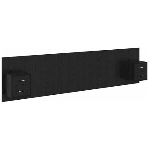 Testata con Comodino 3 pcs Rovere Nero Legno multistrato - Foto 1