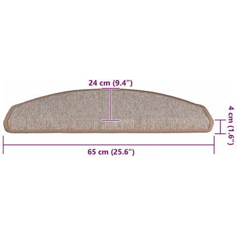 Tappetini per scale 20 pz 65x24x4 cm Marrone chiaro Semicircolari Grandi - Foto 8
